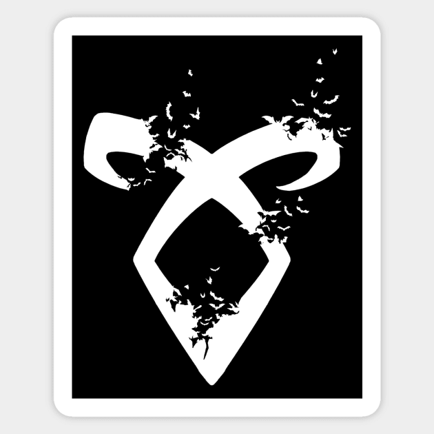 Shadowhunters / The mortal istruments - Angelic power rune with destructive bats (white) - Clary, Alec, Jace, Izzy, Magnus - Mundane Sticker by Vane22april